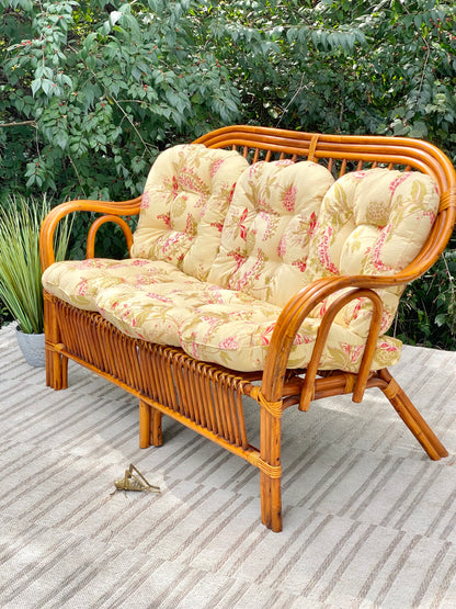 Vintage Bamboo Rattan Loveseat