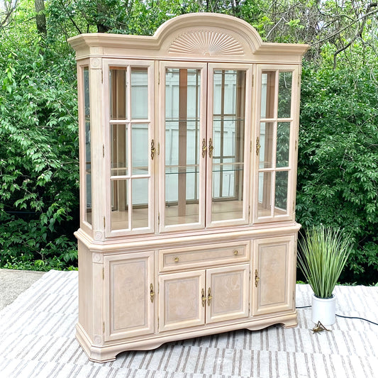 Lighted 2 Piece Wood & Glass Hutch