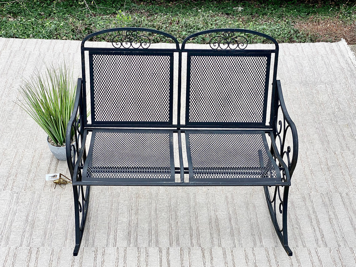 Outdoor Black Metal 2 Seater Rocker