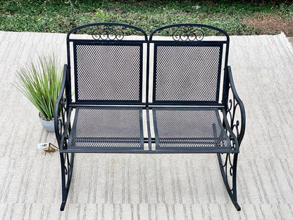 Outdoor Black Metal 2 Seater Rocker