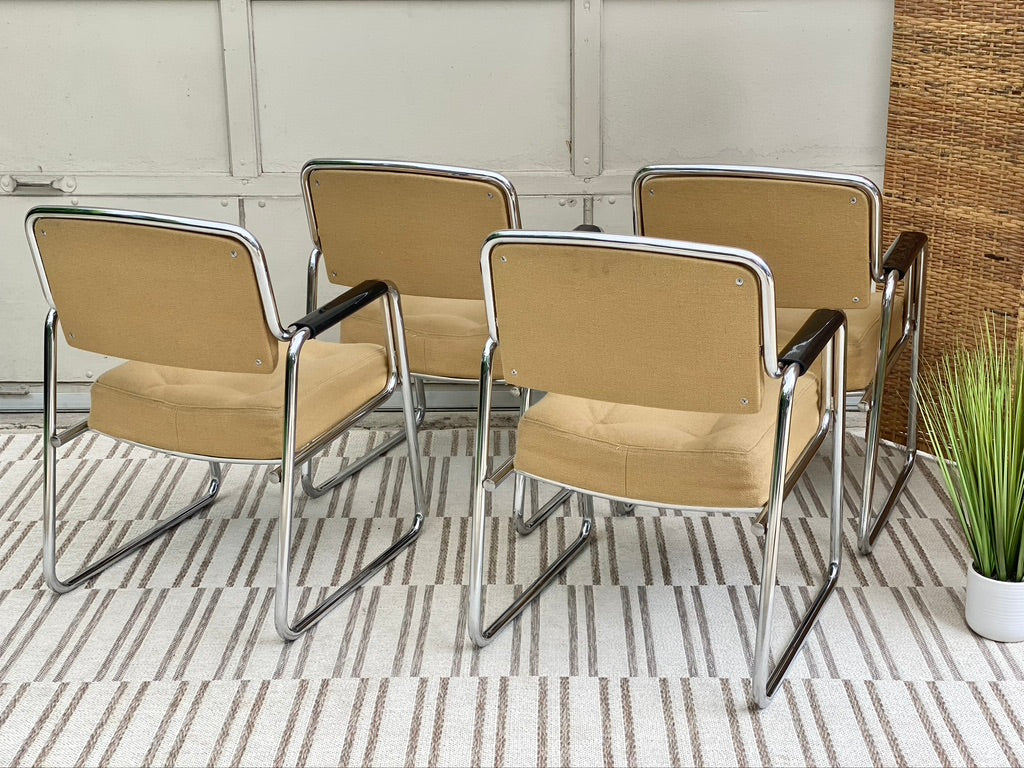 Retro Chrome Tubular Set of 4 Chairs