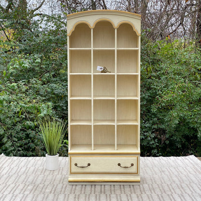 Tall Vintage French Provincial Globe Furniture Bookcase
