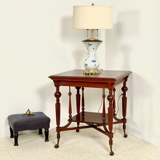Antique Cherry Claw Foot 2 Tier Side Table