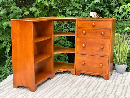 Vintage 3 Piece Willett Solid Maple Wooden Bookcase Display Cabinet