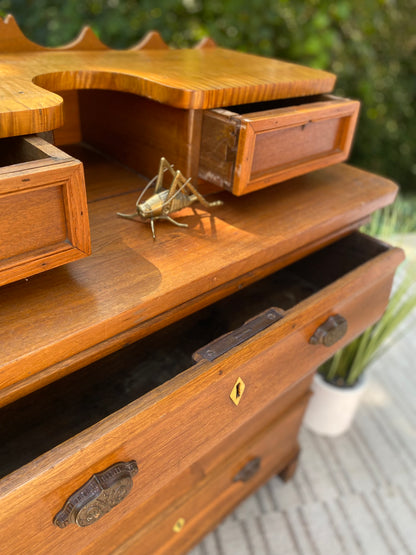 Vintage Folk Art Solid Wood Dresser