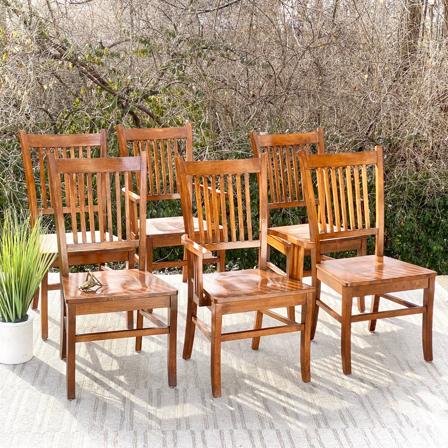 Set of 6 Wooden Arts & Crafts Style Chairs