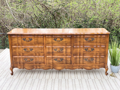 Vintage Wooden French Provincial 9 Drawer Dresser