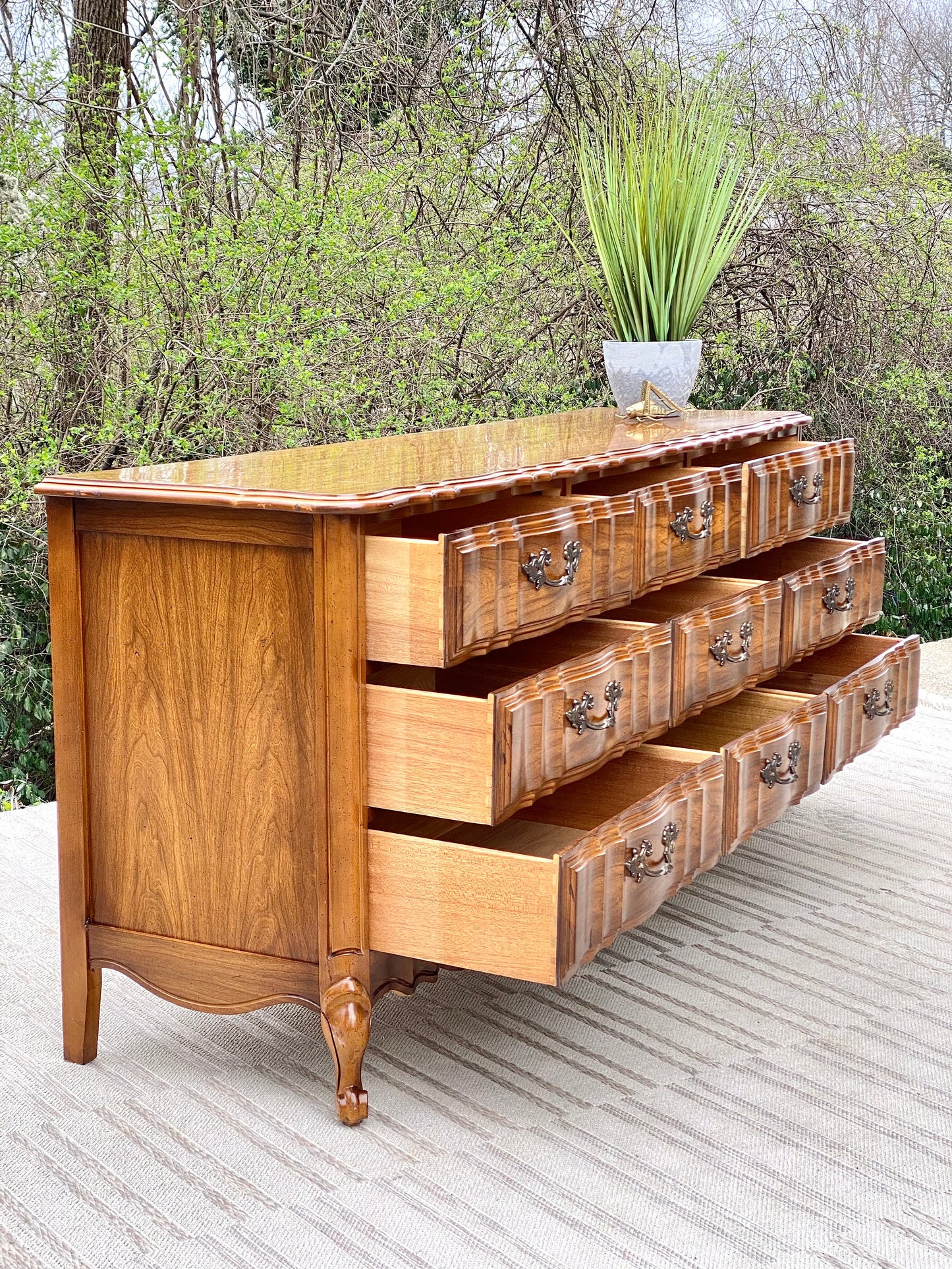 Vintage Wooden French Provincial 9 Drawer Dresser