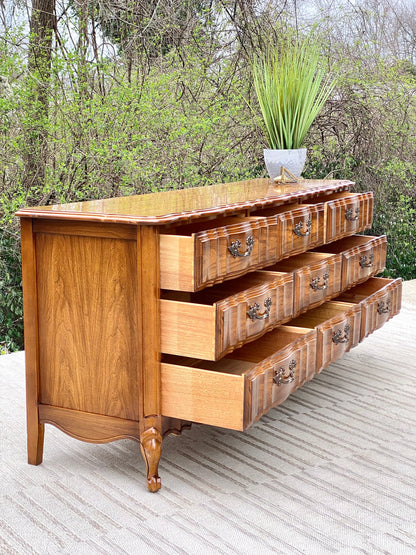 Vintage Wooden French Provincial 9 Drawer Dresser