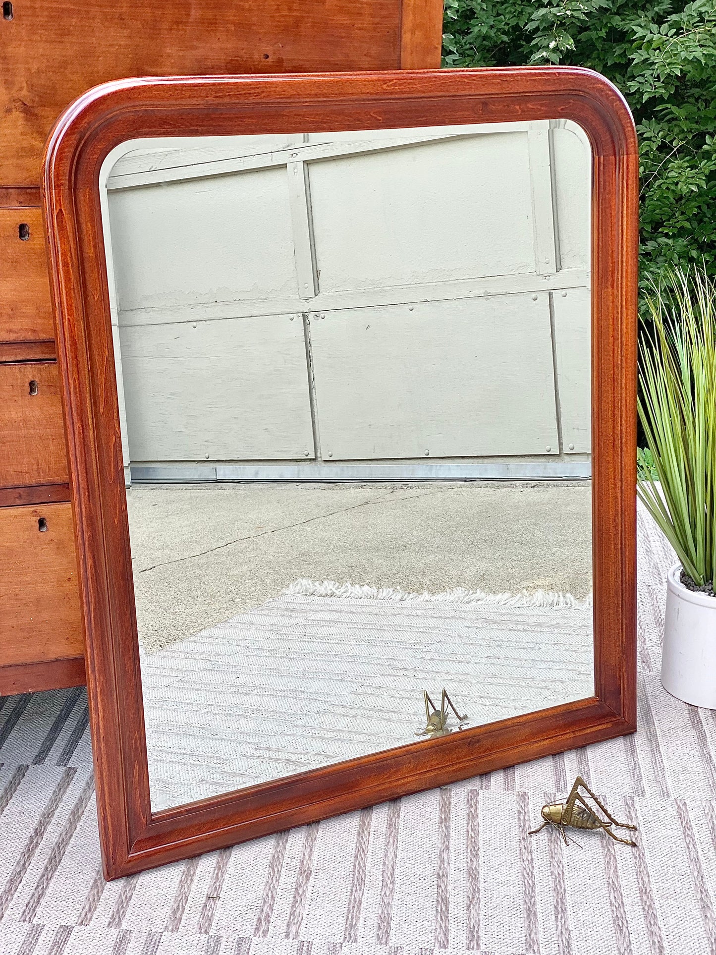 Large Wooden Curved Mirror