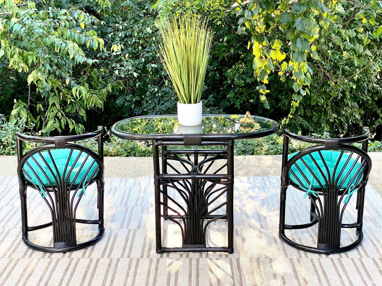 Vintage 3 Piece Rattan Wicker Patio Set