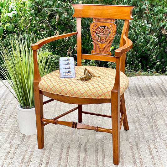 Vintage Upholstered Wooden Accent Chair