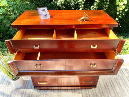 Vintage MCM 5 Drawer Wooden Dresser