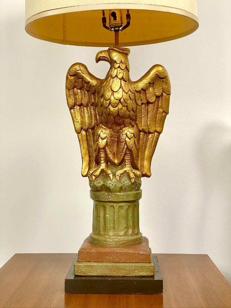 Vintage Pair of Painted Eagle Table Lamps