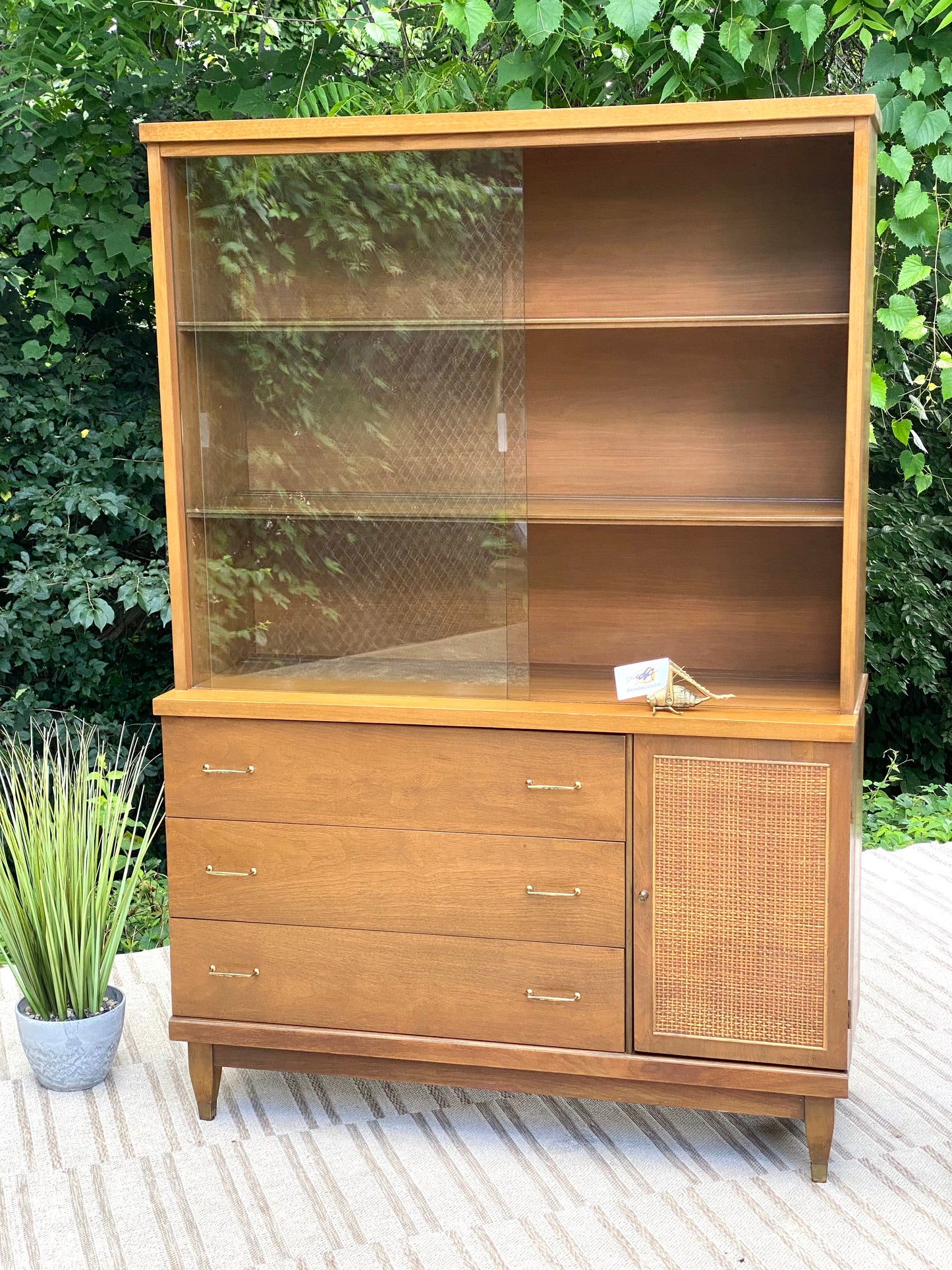 Vintage MCM Wooden Dining Display Hutch