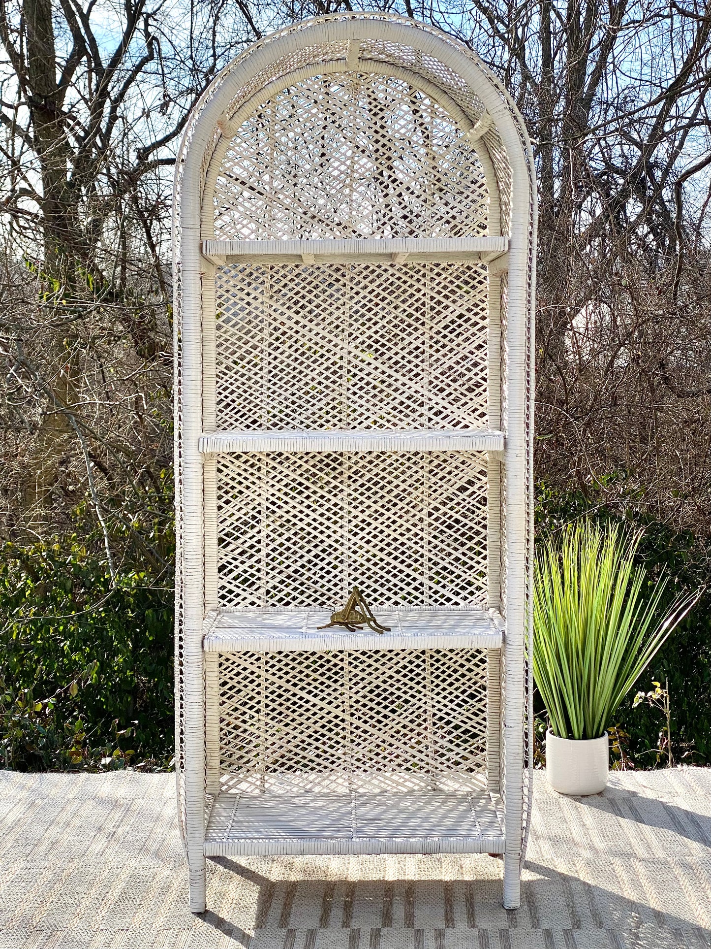 Vintage White Wicker Shelf