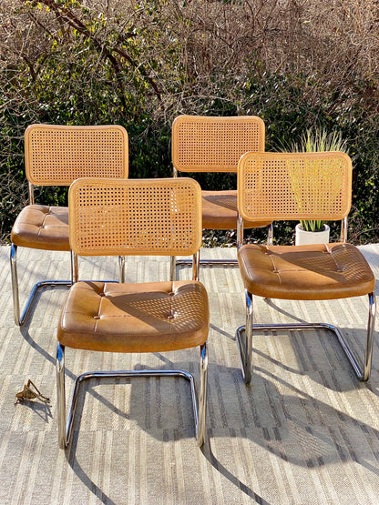 Set of 4 Vintage Chromcraft Cesca Rattan Chairs