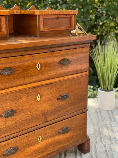 Vintage Folk Art Solid Wood Dresser