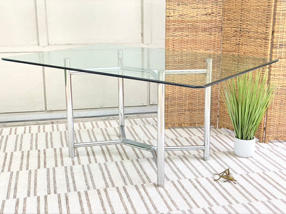 Retro Chrome Tubular Glass Dining Table