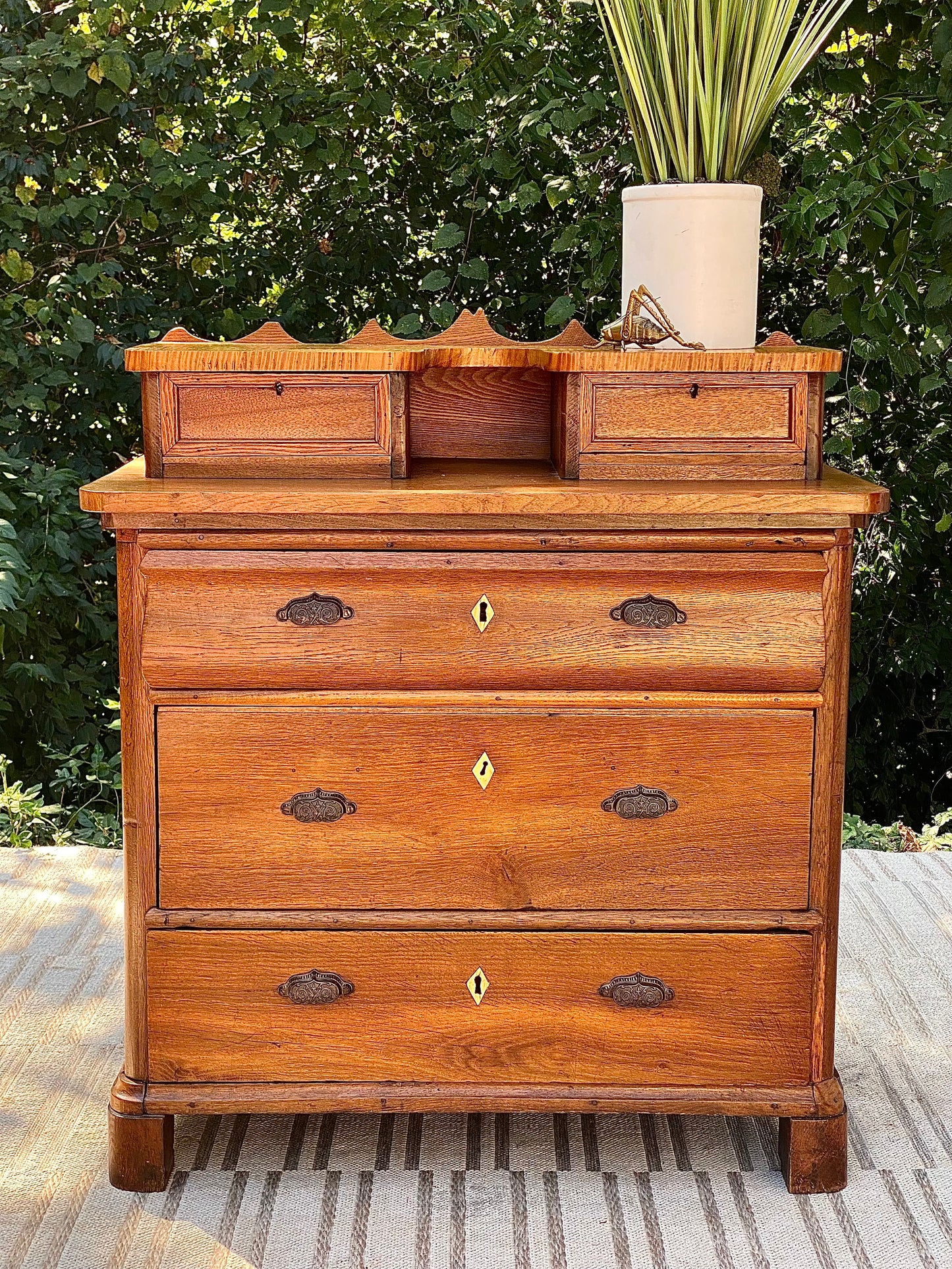 Vintage Folk Art Solid Wood Dresser