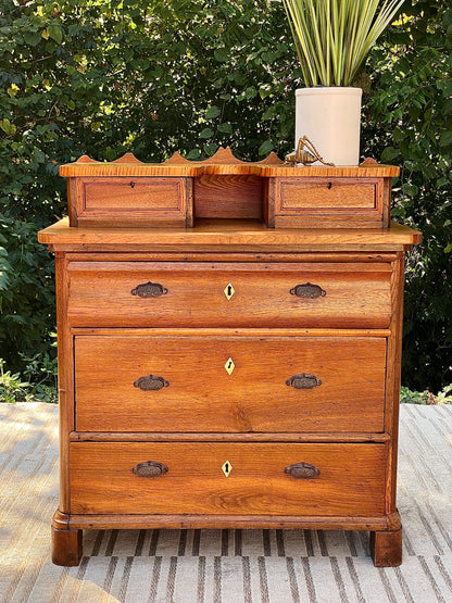 Vintage Folk Art Solid Wood Dresser