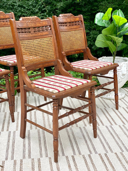 4 Antique Carved Walnut Accent Chairs