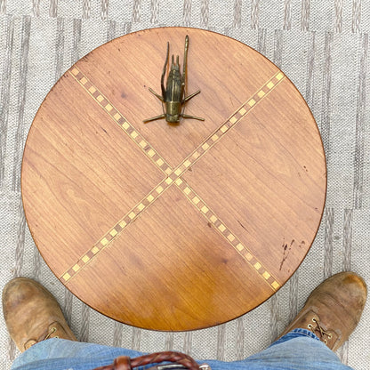 Small Wood & Metal Side Table Plant Stand