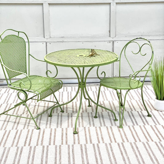 Vintage 3 Piece Green Metal Patio Set