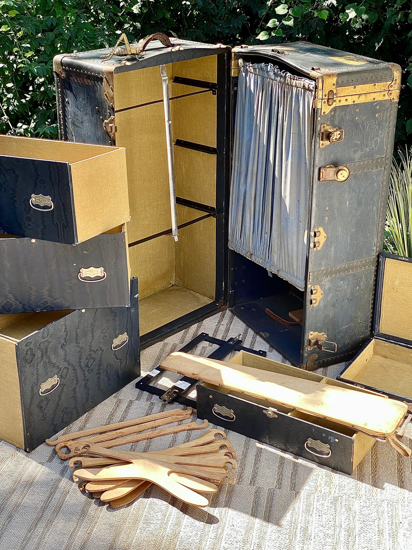 Vintage Mendel Brucker Wardrobe Steamer Trunk Chest