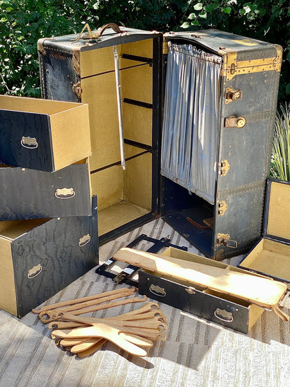 Vintage Mendel Brucker Wardrobe Steamer Trunk Chest