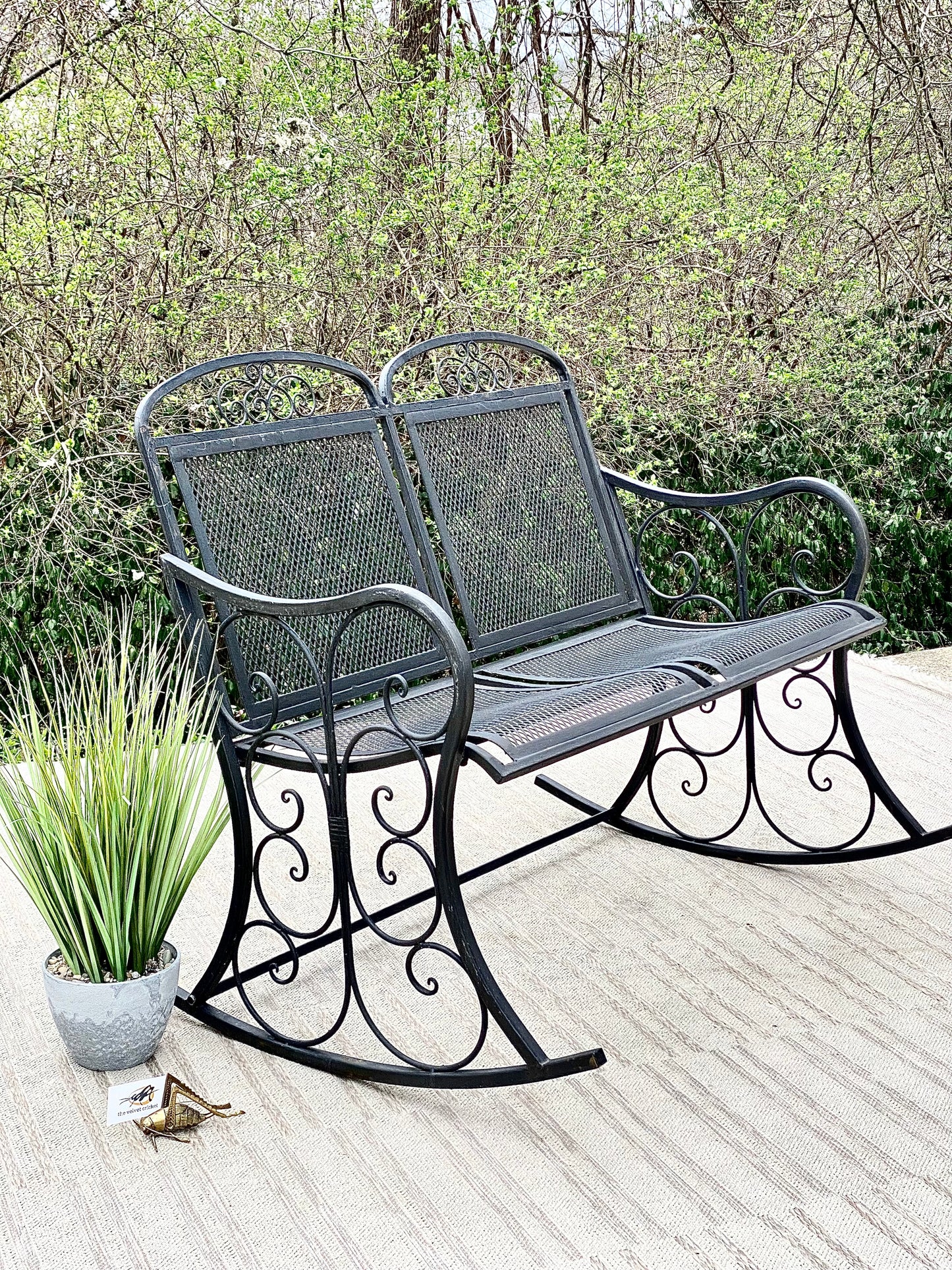 Outdoor Black Metal 2 Seater Rocker