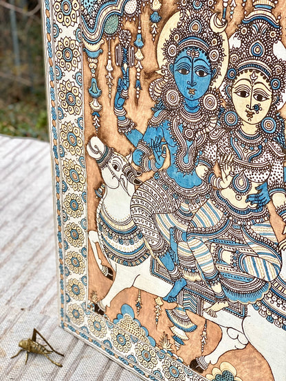 Folk Art Indian Shiva & Parvati Wall Fabric Artwork