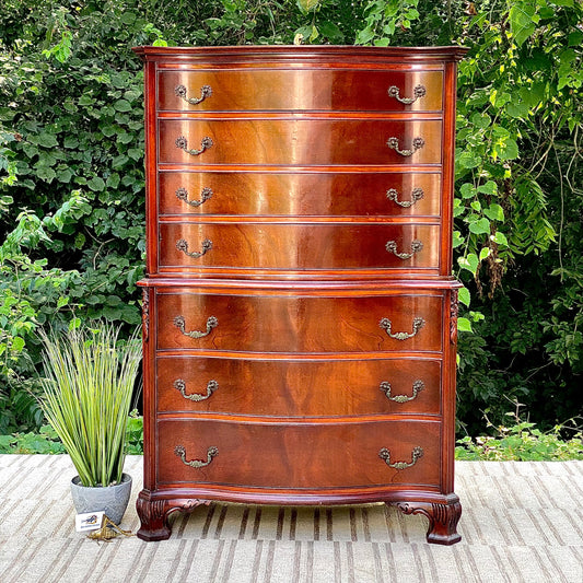 Vintage Wooden 7 Drawer Highboy Dresser
