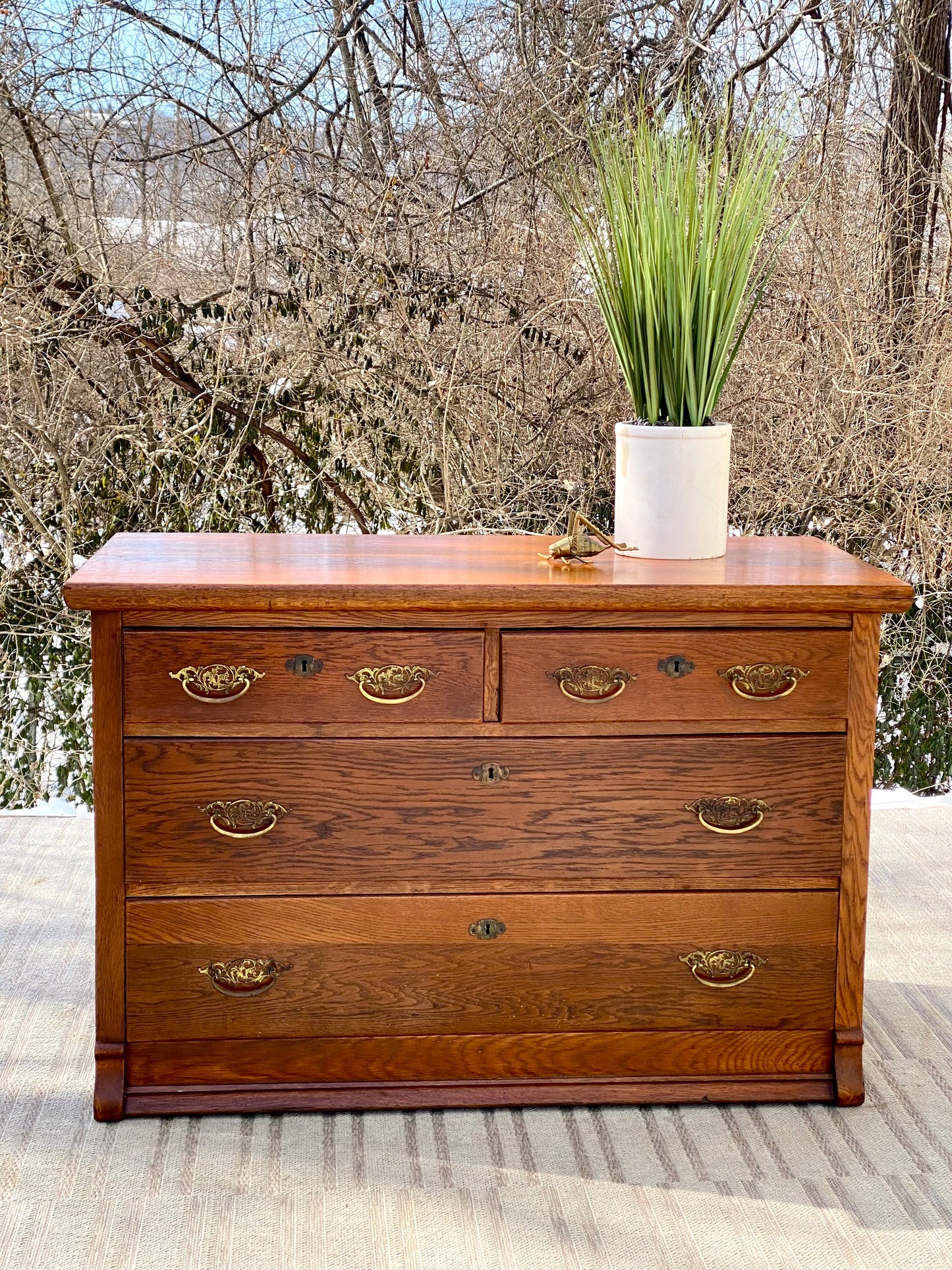 Vintage Oak 4 Drawer Dresser