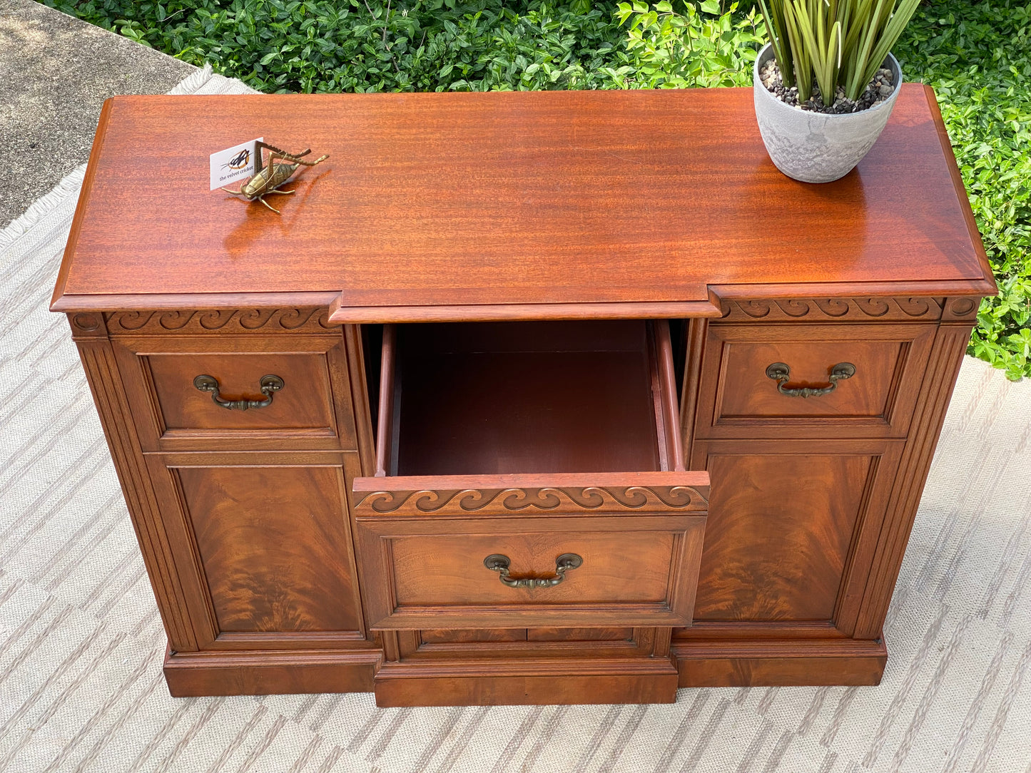 Vintage Windsor Walnut Credenza Cabinet by Drexel