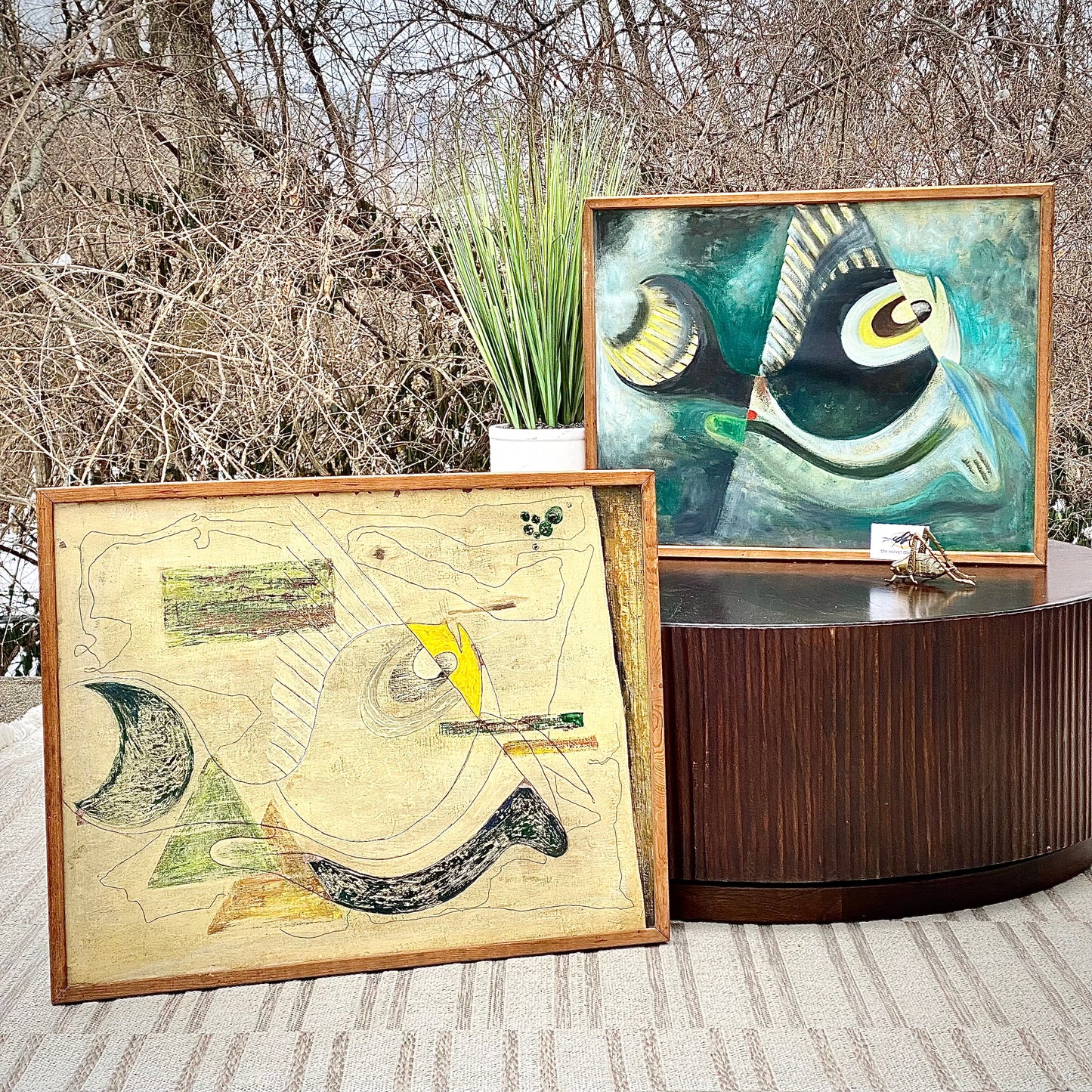 Pair of Vintage MCM Rookwood Artist Original Framed Paintings