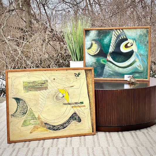 Pair of Vintage MCM Rookwood Artist Original Framed Paintings