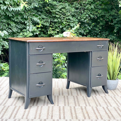Vintage Virginia House Painted 5 Drawer Desk
