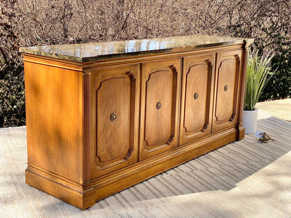 Vintage Wooden Credenza with Marble Top