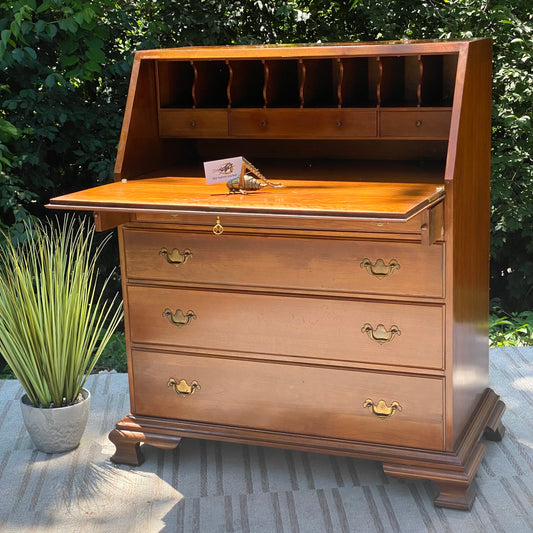 Vintage Mabry Mill Solid Cherry Secretary Desk