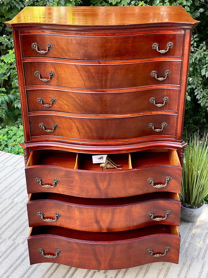 Vintage Wooden 7 Drawer Highboy Dresser