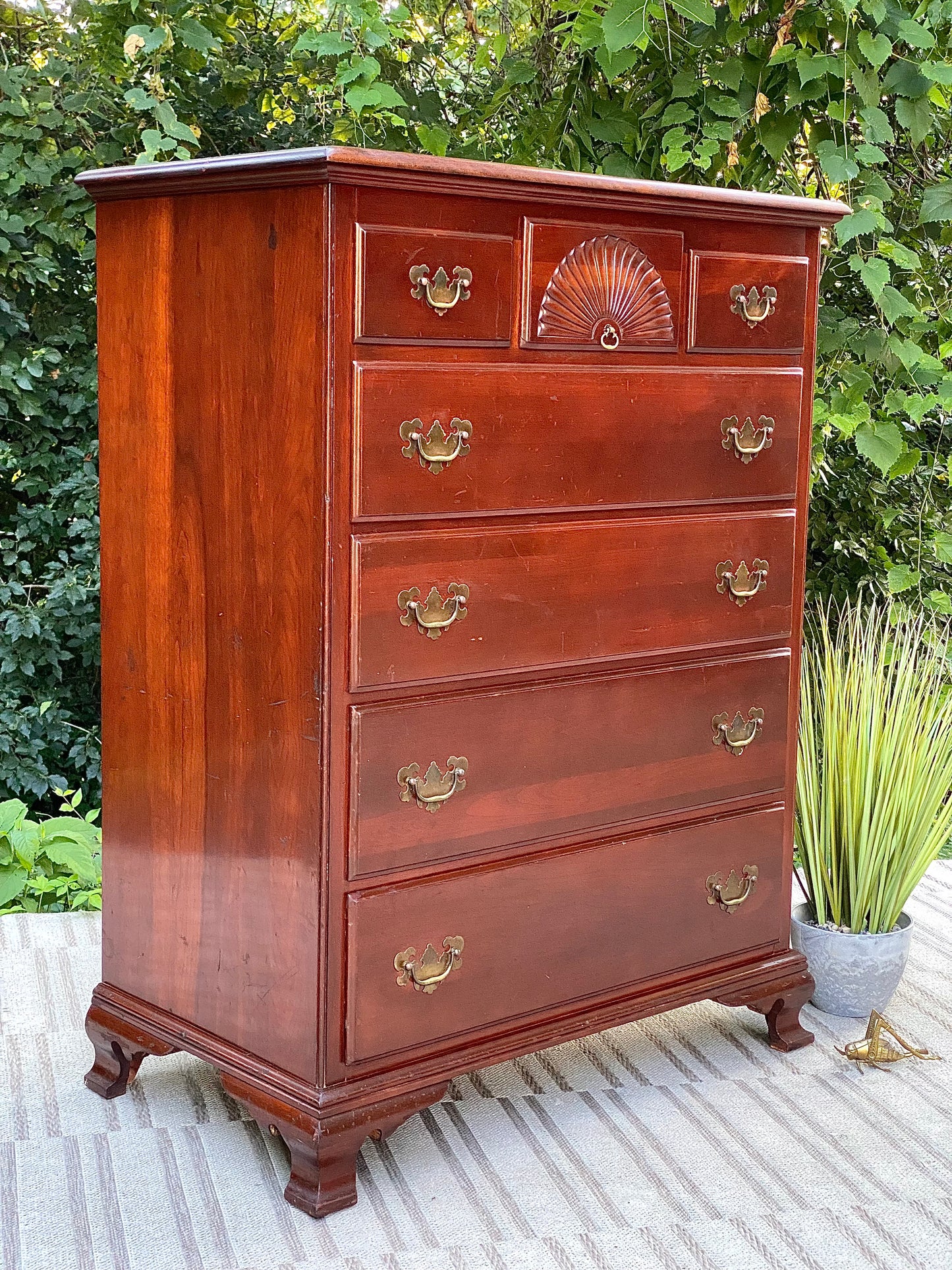 Vintage Solid Mahogany Kling 7 Drawer Highboy Dresser
