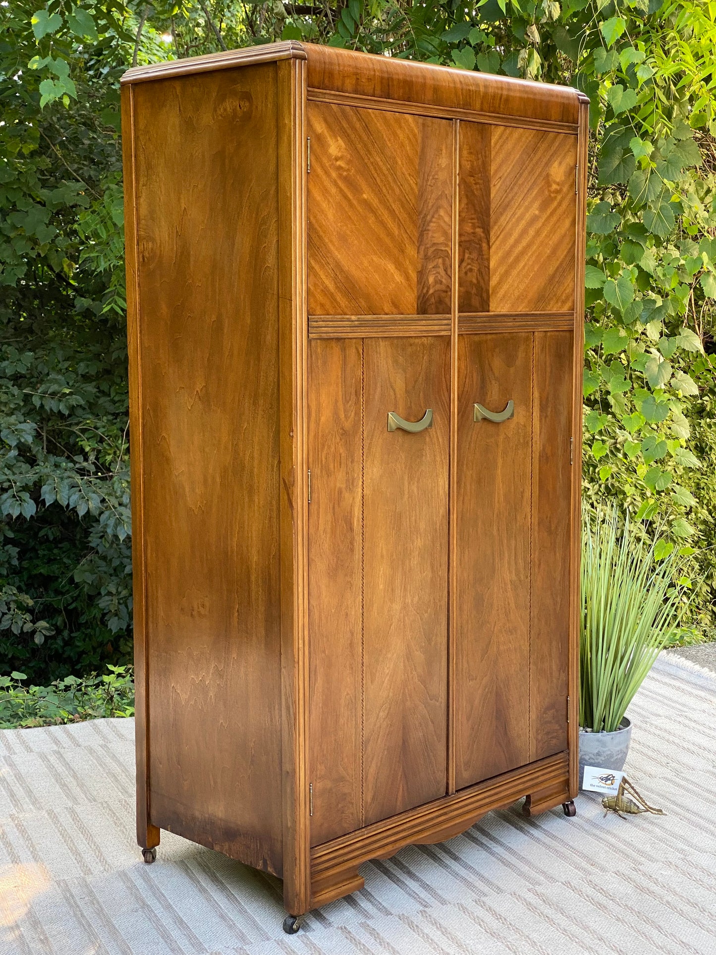 Vintage Art Deco Cedar Wardrobe Cabinet