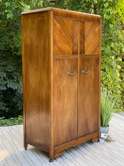 Vintage Art Deco Cedar Wardrobe Cabinet