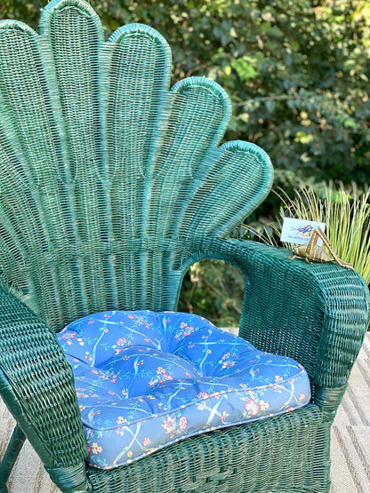 Vintage Peacock Fanback Wicker Rocking Chair