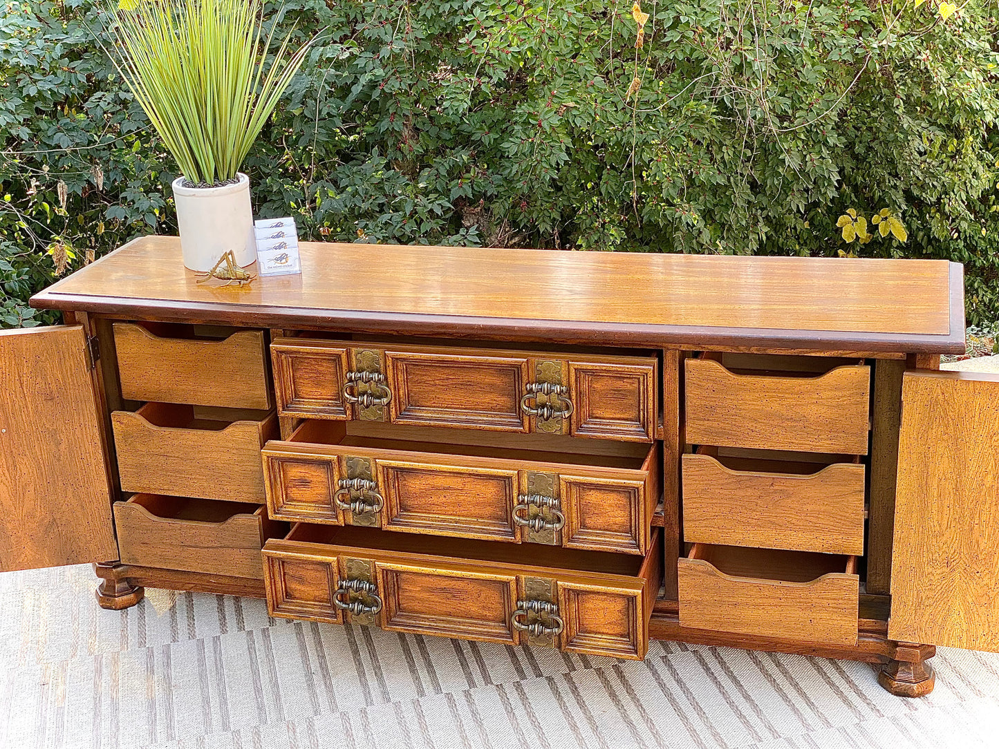 Vintage Stanley 9 Drawer Lowboy Dresser