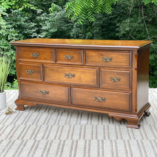 Vintage Wooden Lowboy 8 Drawer Dresser