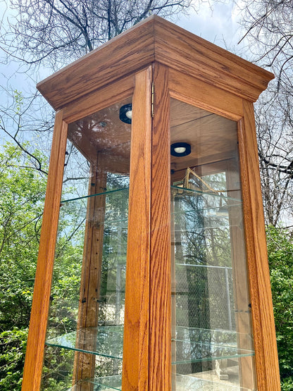 Nice Tall Wooden Oak Display Cabinet