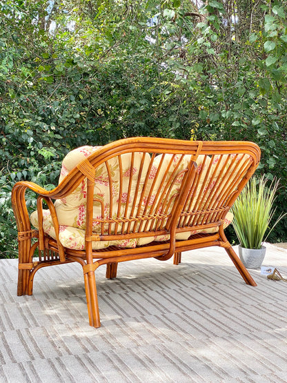 Vintage Bamboo Rattan Loveseat