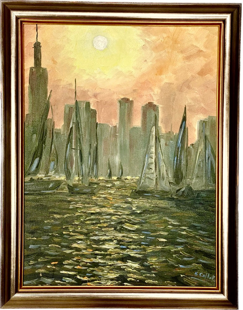 Vintage H. COLLETT Skyline Oil Painting